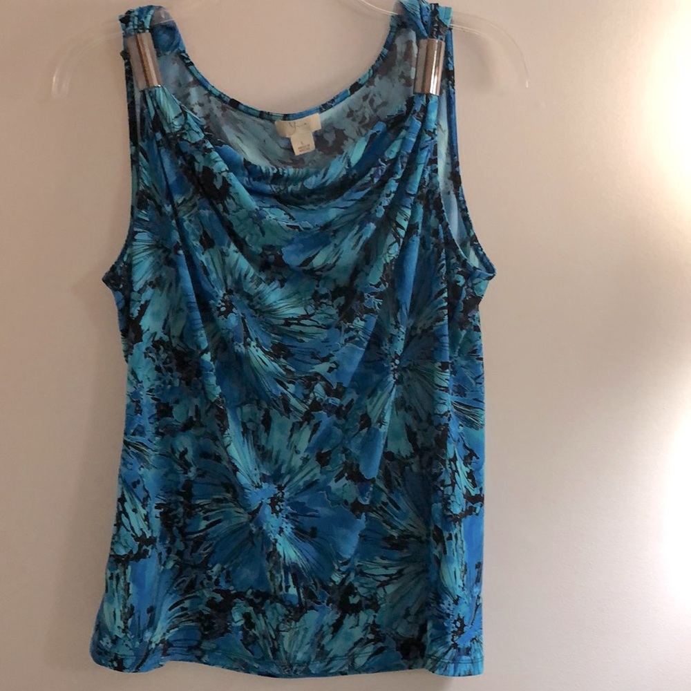 Yves dressy top with metal accents, size large.  EUC.